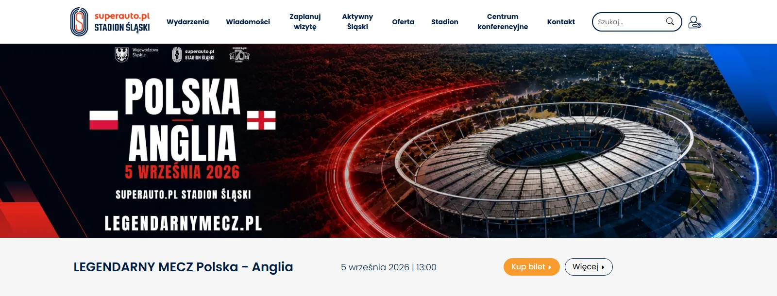 Stadion Śląski — strona stadionu z kalendarzem wydarzeń