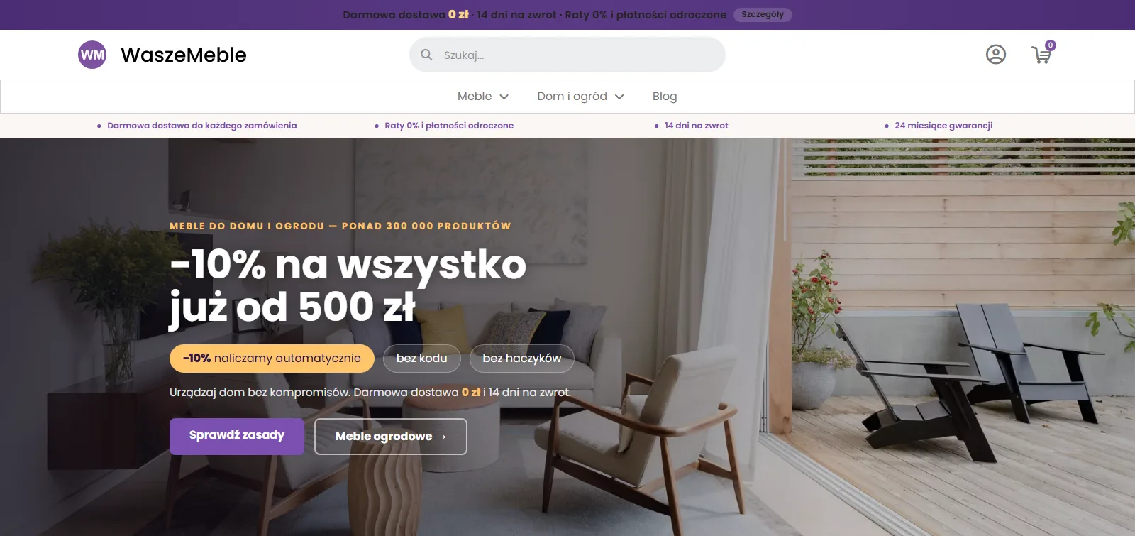 WaszeMeble — sklep z meblami do domu i ogrodu